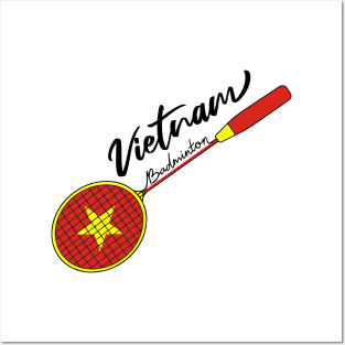 Vietnam Badminton Racquet Support Badminton of (Vietnam) Flag Posters and Art